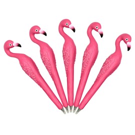 Lopenle 5PCS Stylish Flamingo Pens Novelty Birds Pens Animal Ballpoint Pens With Resin Materials Black Ink Pen For School Supplies Birthday Party