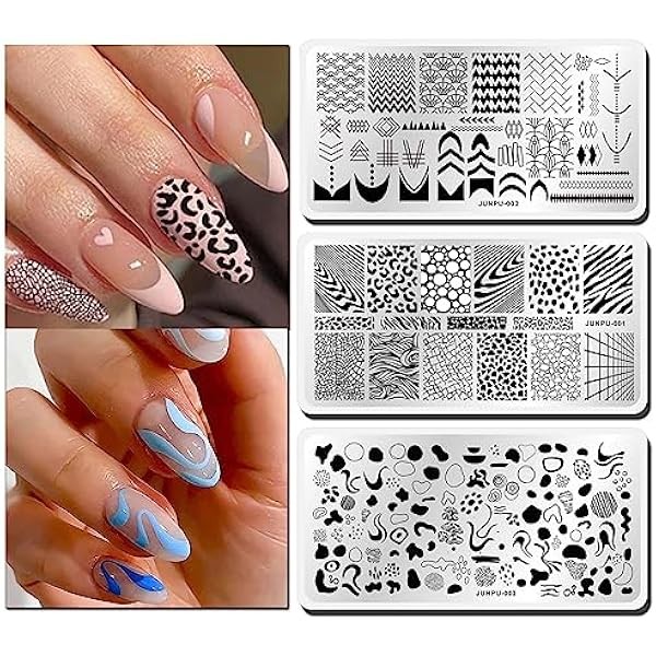 French Nail Stamping Plate - 3pcs Metal Nail Stamp Plates