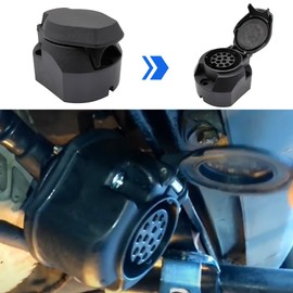 HISports Trailer Socket 13 Pin with Metal Socket Mounting Bracket Waterproof Seal 12 V Waterproof 13 Pin Trailer Socket Car Towing Hitch 13 Pin Socket for Trucks RV Cars Boat