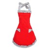 Hyzrz Cute Red Cotton Ruffle Youth Girls Apron Kitchen Cooking