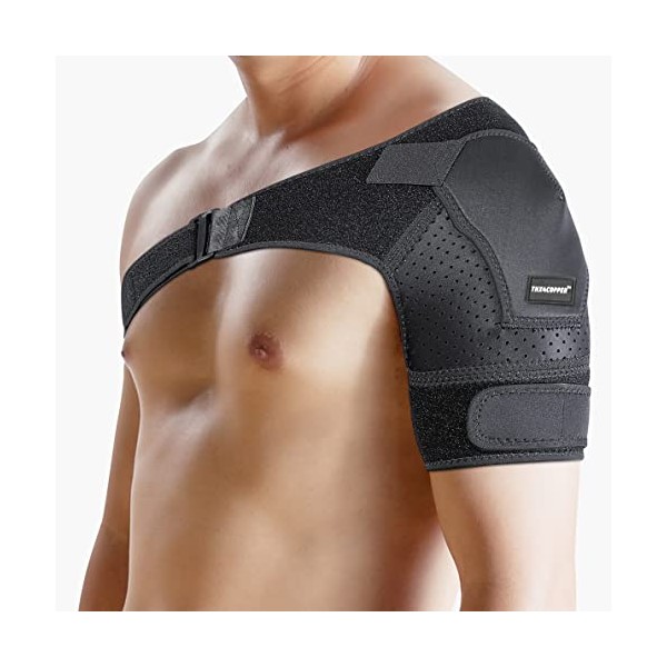 Thx4COPPER Adjustable Shoulder Brace-Compression Support Belt-Joint Protection, Pain Relief for Dislocated AC Joint, Frozen Shoulder, Arthritis, Scapula Tendinitis, Rotator Cuff -Left/Right Shoulder