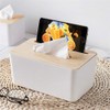 Tissue Box Plastic Removable Wood Cover Holder Storage Organizer for