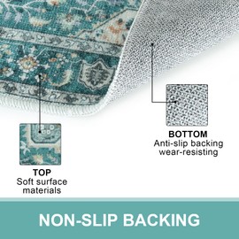 Collive Washable Indoor Doormat, Non Slip Retro Floor Mat 20" x 32" Green Small Rug Quick Absorbent Entrance Rug Distressed Front Door Mat, Welcome Mats Entryway Rug Doormats for Kitchen Home Patio