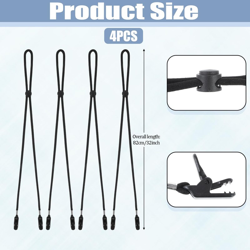 4 Pcs Adjustable Hat Strap Clips, Removable Hat Chin Cord