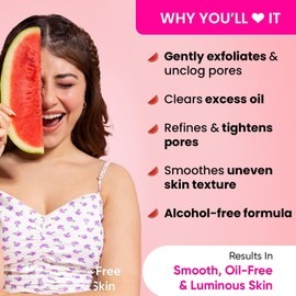 DOTT & Keyy Watermelon SuperGlow Glycolic Toner, Pore Tightening, Alcohol Free, for All Skin Types, 150 ml