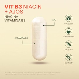 Vitamina Niacina Ajo Vital Botanics Cápsulas Azúcar Multivitamínico Mujer Hombre Suplementos Alimenticios Meses Suministro