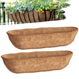 Wuyusile 30 inch Coco Liners Trough 2 Pack for Window Boxes Planters, Coconut Husk for Railing Hanging Deck Fence Plant Flower Basket, Coco Fiber for Outdoor&Indoor