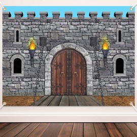 Tranqun Medieval Party Decorations Castle Backdrop Knight Wall Backdrop Keepers of The Castle Decorations for Medieval Themed Party Supplies(Castle Walls,7 x 5 ft)