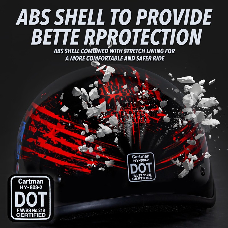 Cartman Cruiser Scooter Motorcycle Half Face Helmet, American Flag Skull