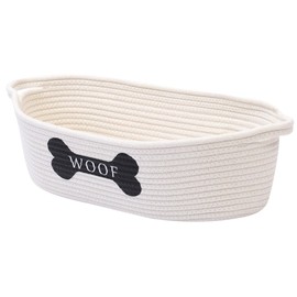 Geyecete Weave Rope Storage Basket Natural Weave Rope Clutter Organizer Toy Chest Pet Toy Box Dog Storage Basket Basket Dog Toy Storage Basket-Beige