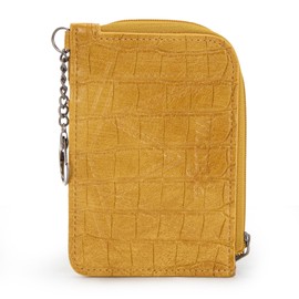 Wrangler x Montana West Slim Minimalist Wallet Women's Credit Card Holder with Keychain Durable Pocket ID Case Golden Ochre Crocodile