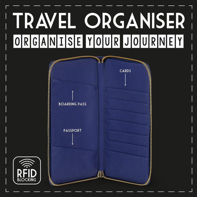 Legami - Blue Travel Document Bag Travel Organizer ID Holder
