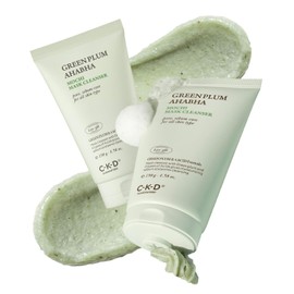 CKD Green Plum AHA·BHA Mochi Face Mask Foam Cleanser - Dual-Action Makeup Remover and Deep Facial Cleanser with Controls Sebum, Tightens Pores, Removes Blackheads. All Skin Types. 4.58 oz