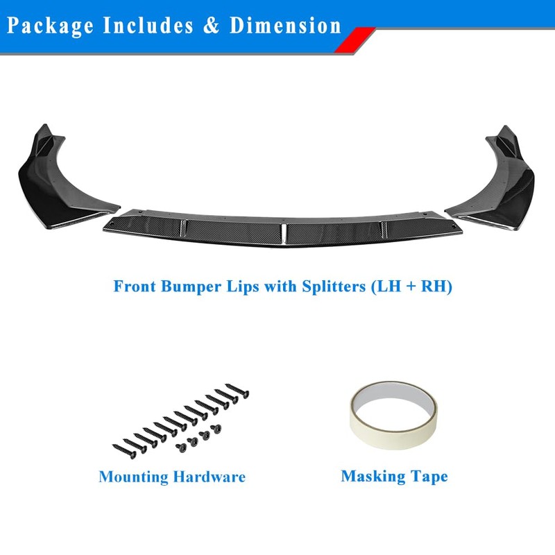Rolling Gears Carbon Fiber Look Front Lip Spoiler Compatible with