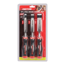 Dekton 3pc Pro Wood Chisel Set – 12, 18, 25mm Hardened Steel Blades| Ergonomic Soft Grip Handles| Ideal for Carpentry, Woodworking| Durable & Precise Chisels for Cutting, Shaping & Sculpting Wood