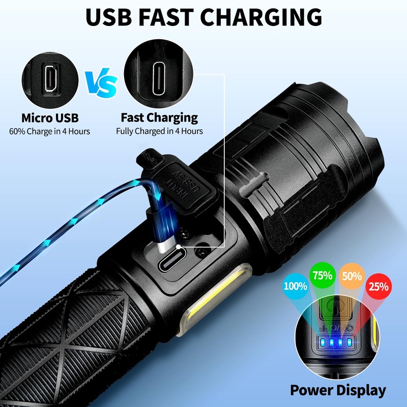taoquwe Rechargeable LED Flashlights High Lumens, 99,000 Lumen Super Bright