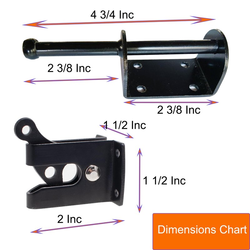 Door Latch - Self-Locking Gate Latch for Outdoor Fence, Black