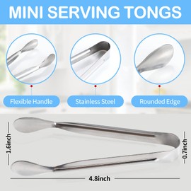 18PCS Mini Tongs for Appetizers, 5Inch Serving Tongs, Ice Tong Appetizer Tong, Small Tongs for Serving Food, Kitchen Utensils for Sugar Cubes, Coffee, Charcuterie Board (Silver-18pcs)