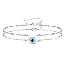 Cubahop Paper Clip Evil Eye Bracelet Fashion Double Layer Friendship Bracelets Bracelets for Women and Girls