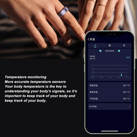 Smart Health Ring, Smart Ring Health Tracker BT 5.1 NFC Sleep Body Temperature Monitoring Step Counter IP68, Sleep Quality Tracker for Birthday Gifts (Gold)