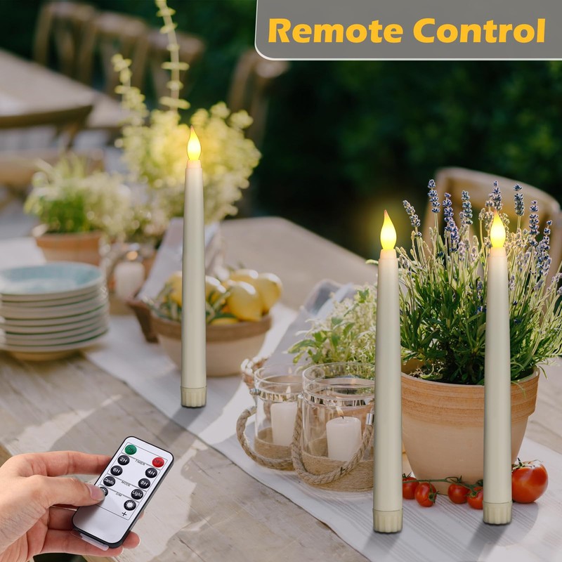 Tuanse 24 Pack Christmas Flameless Flicker Taper Candles with Remote
