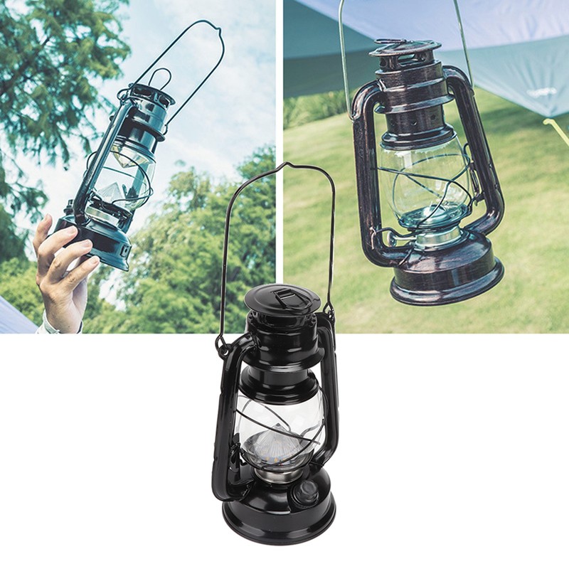 Vintage Camping Lantern 24h Battery Life USB Charging Detachable Lampshade