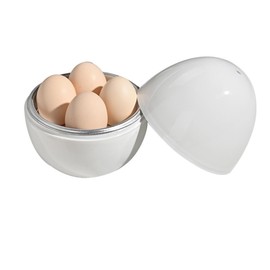 Microwave Egg Cooker Egg Shape，Hard Boiled Egg Poacher 4 Eggs Capacity,Steamed Egg Cup Container with Lid (boiler-4, 4)