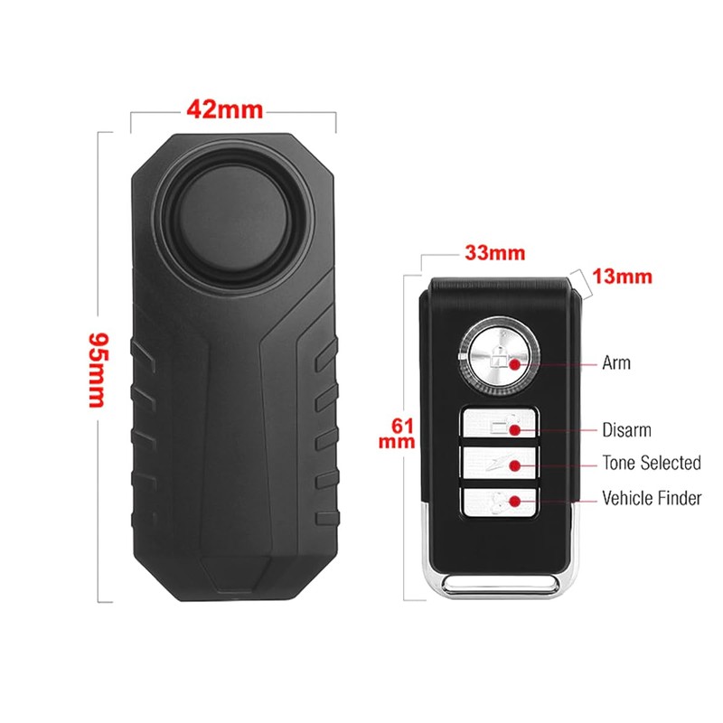 Sarini Bike Alarm System, 113dB Super Loud 7 Level Sensitivity