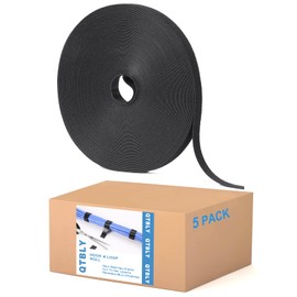 1/2in x 500ft Hook and Loop Roll | Double-Sided Strips, Self-Gripping Straps | Reusable Multi-Purpose Wrap Fasteners for Home, Office, Data Center, and More (100ft x 5 Packs)