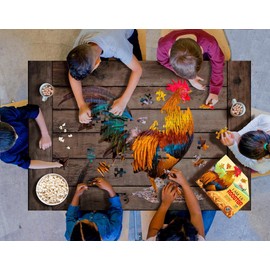 Madd Capp Lil' Rooster 100 Piece Jigsaw Puzzle for Ages 5+ - 4012 - Unique Animal-Shaped Border, Poster Size When Completed, Oversized Puzzle Pieces for Easy Handling, Includes Educational Fun Facts
