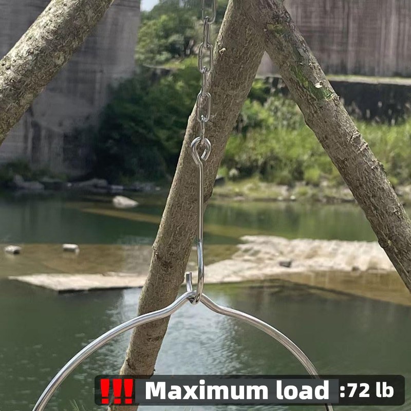 Camping Tripod Board，Turn Branches into Campfire Tripod ，Stainless Steel Campfire