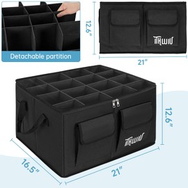 ITHWIU Shoe Storage Organizer for Closet, Fits up to 16 Pairs, Shoe Box Storage Containers Foldable with Transparent Cover & Reinforced Handlesfor Shoes, Space Saving Shoes Holder, Black