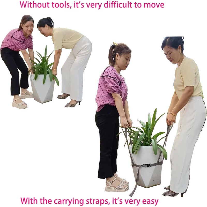 Potted Plant Mover and Lifting Straps for Garden, Landscaping Lifting