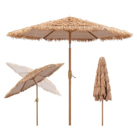 GDY 7.5 ft Tiki Patio Umbrella, Hula Thatched Umbrella, Straw Grass Umbrella, Pool, Patio, Beach