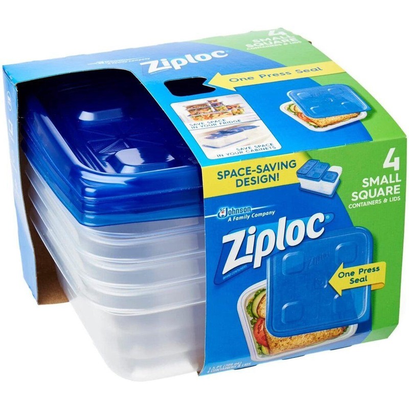 Ziploc 1.5 Pt. Small Square Food Container with Lids (4