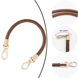 WANYI Pack of 2 40 cm Bag Handles, Leather Bag Straps for Changing, DIY Bag Handles, Shoulder Strap, Replacement Handle for Bags, Handbag, Purse with 2 Gold Carabiner Hooks (Coffee)