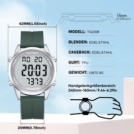 Hearkent Pedometer Watch without Bluetooth, Without App, Pedometer Watch, 30 m Waterproof Watch, LCD Large Numerals, Friendly Pedometer Watch for Seniors, with Countdown/Alarm/Calorie Counter