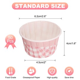 sourcing map Mini Lattice Cupcake Liners for Baking Cupcake, 50Pcs Cupcake Muffins Liners Cupcake Holders Paper Greaseproof Wrappers for Wedding, Showers, Gift (Pink and White)