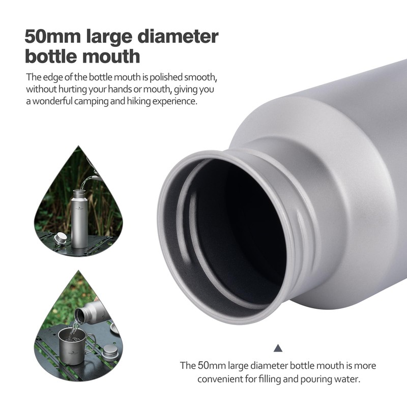 iBasingo Titanium Water Bottle Outdoor Camping Single Layer Metal Drinking