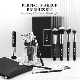 DUcare Brochas de maquillaje profesionales 15pcs Brochas para maquillaje set brocha Kabuki, base, mezcla de polvo, rubor, correctores, sombras de ojos