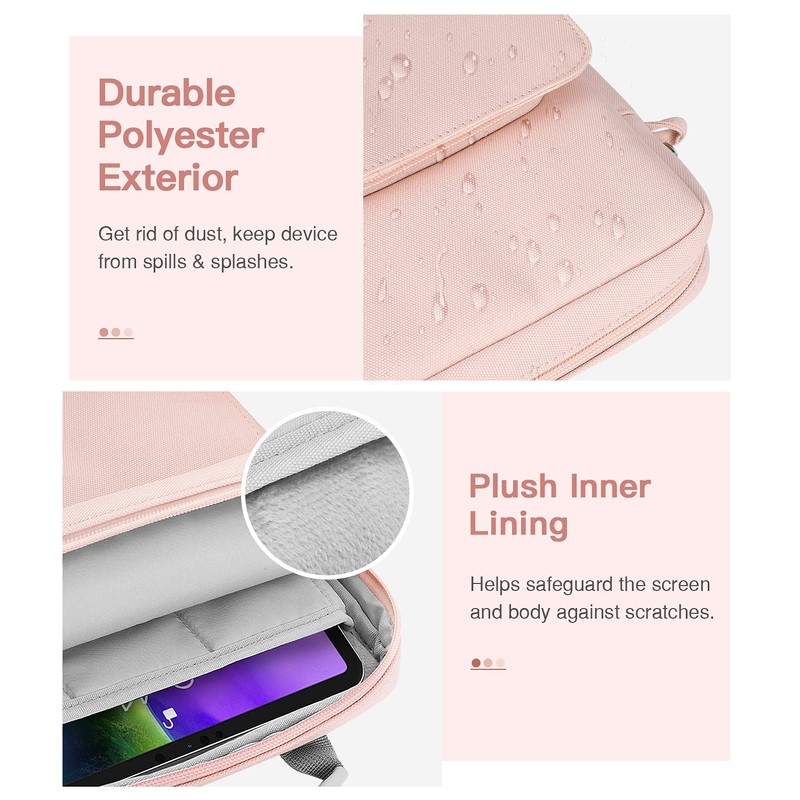 MoKo Tablet Case with Shoulder Strap & Handle, Multiple Compartments,