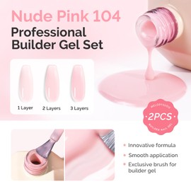 MelodySusie 2PCS 15ML Nude Pink Builder Nail Base Gel for Nails Thickening,Soak Off UV Extension Gel,Rhinestone Glue in a Bottle for Nail Art Design Gift for Women DIY Manicure at Home 104 * 2