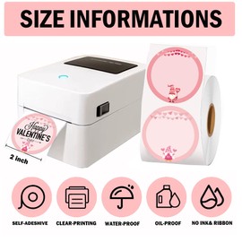 Valentine Direct Thermal Stickers Happy Valentine's Day Sticker Labels 2 inch Sweet Heart Valentine's Day Love Decorations for Thermal Label Holiday Party Shipping Sticker 500 Pcs (Valentine's)