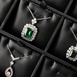 Oirlv Solid Wood 12 Grid Jewellery Tray with Removable Inserts Jewellery Pads Necklace/Pendant Display Organiser Tray (Black)