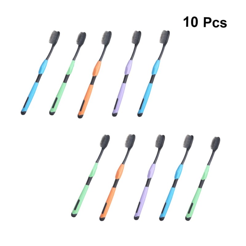 NOLITOY 10pcs Super Soft Bamboo Charcoal Toothbrushes Household for Men