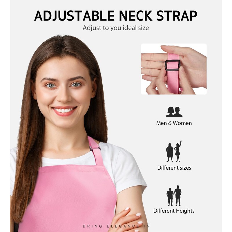 Syntus 12 Pack Bib Apron, Unisex Aprons Adjustable Waterdrop Resistant