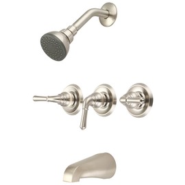 Olympia Faucets P-3230-BN Three Handle Tub/Shower Set, Tarnish Resistant PVD Brushed Nickel Finish