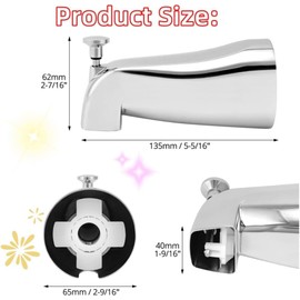 Metal Universal Bathroom Tub Spout Compatible with Westbrass E531D-1F-62, Tub Spout with Diverter, 4-inch Slip-on Diverter Tub Spout (Silver)