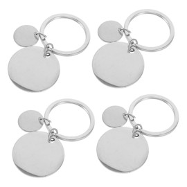 Tofficu 4pcs Stainless Steel Round Tags Metal Stamping Tags for DIY Jewelry Making Engraving Blank