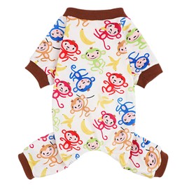 Dog Pajamas for Small Dogs Male Female, Puppy Pjs Jammies 4 Leg Dog Clothes for Shih Tzu Spring Winter Onesies Jumpsuit Clothing for Pet Dogs Male Female, Medium, Brown Monkey